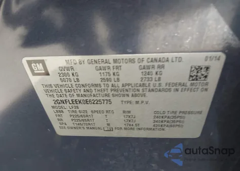 2014 Chevrolet Equinox Ls from USA, damaged, VIN 2GNFLEEK0E6225775